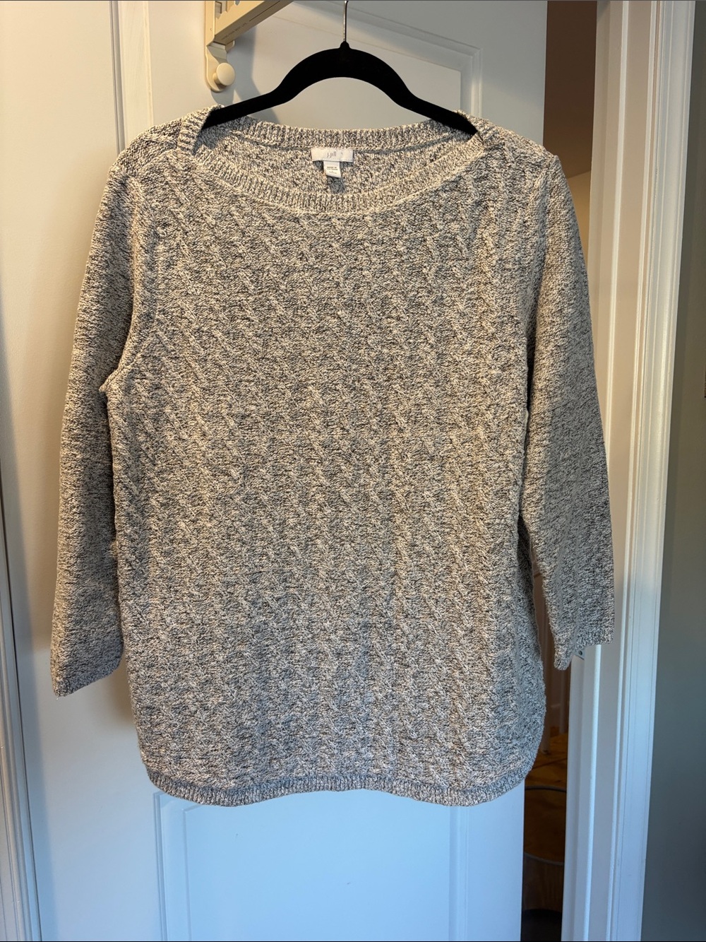 J. Jill Gray Textured Crewneck Sweater